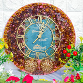 Round Resin Clock with Wedding Card and Kaleera Preservation (14-Inches)
